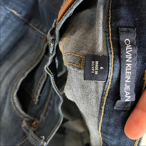 high waisted jean shorts denim calvin klein jeans cuffed - Picture 5 of 6